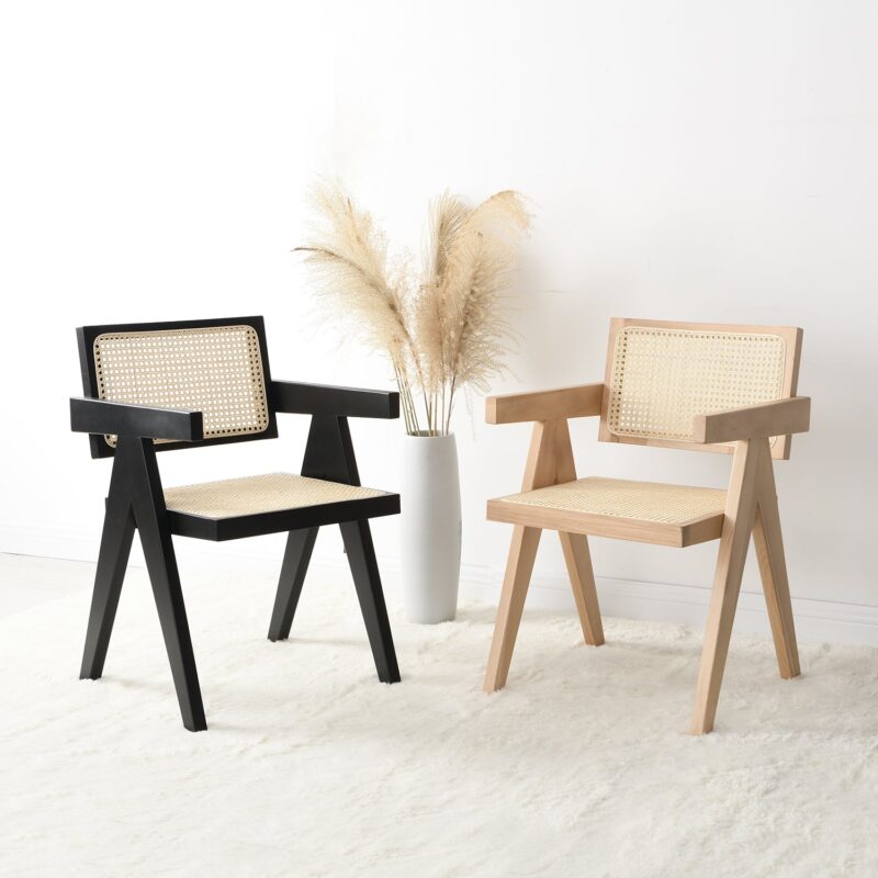 Jeanne Natural Colour Cane Rattan Solid Beech Wood Dining Chair - Image 2