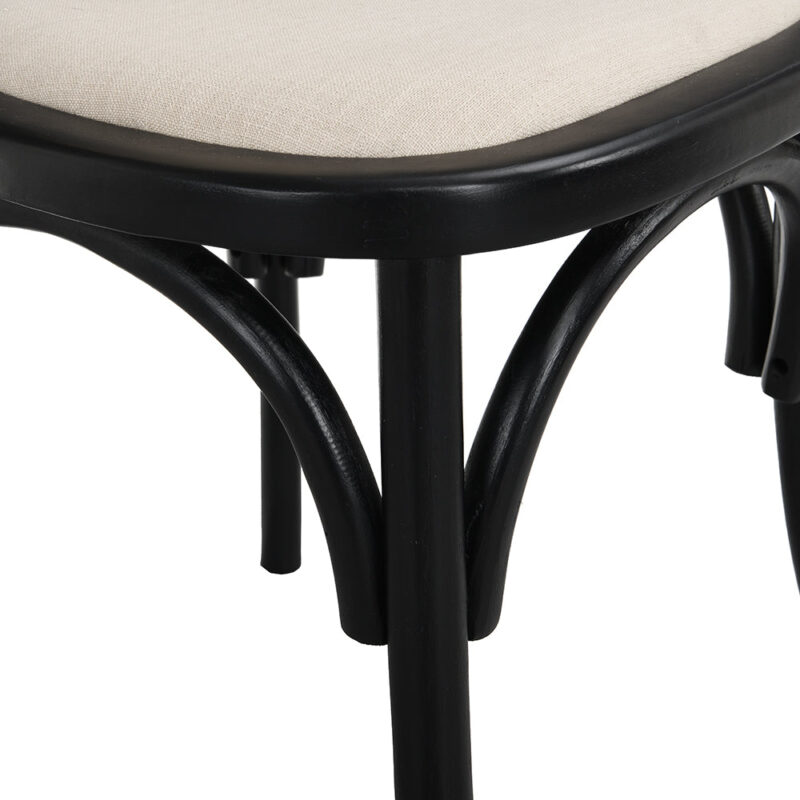 Anya Set of 2 Cane Rattan and Upholstered Dining Chairs, Black Colour - Image 10