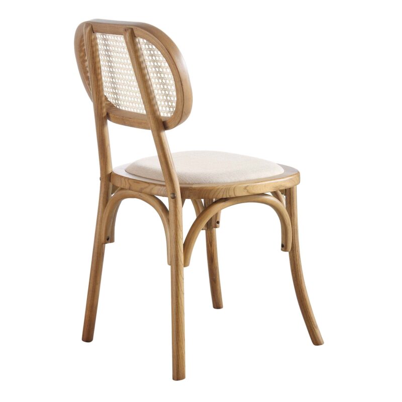 Anya Set of 2 Cane Rattan and Upholstered Dining Chairs, Light Walnut - Image 8