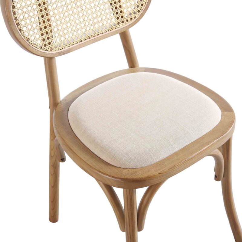 Anya Set of 2 Cane Rattan and Upholstered Dining Chairs, Light Walnut - Image 9