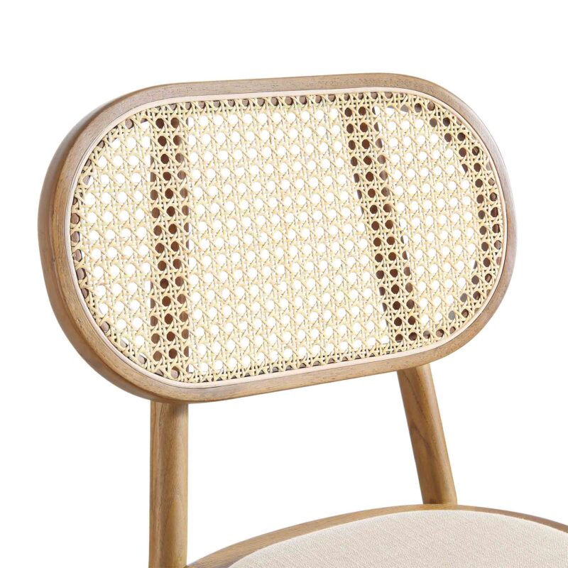 Anya Set of 2 Cane Rattan and Upholstered Dining Chairs, Light Walnut - Image 10