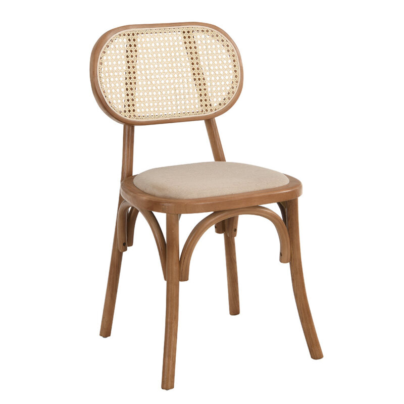 Anya Set of 2 Cane Rattan and Upholstered Dining Chairs, Natural Colour - Image 3