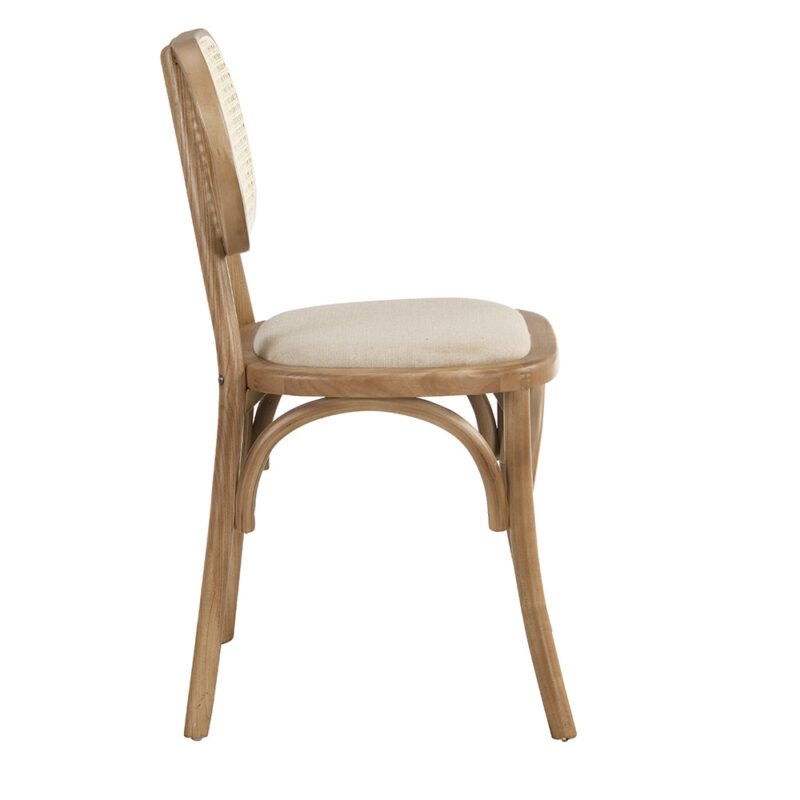 Anya Set of 2 Cane Rattan and Upholstered Dining Chairs, Natural Colour - Image 5