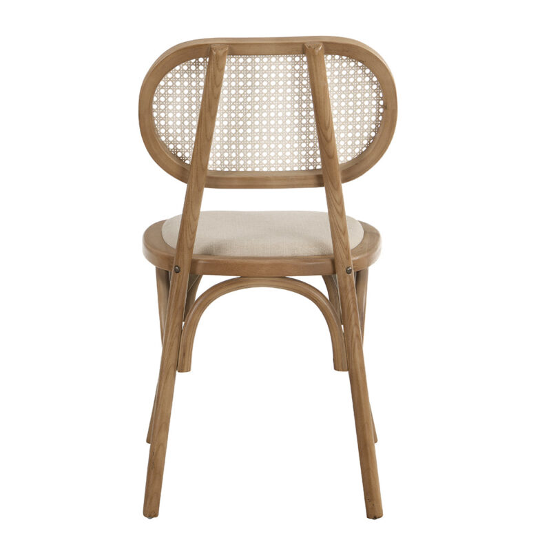 Anya Set of 2 Cane Rattan and Upholstered Dining Chairs, Natural Colour - Image 7