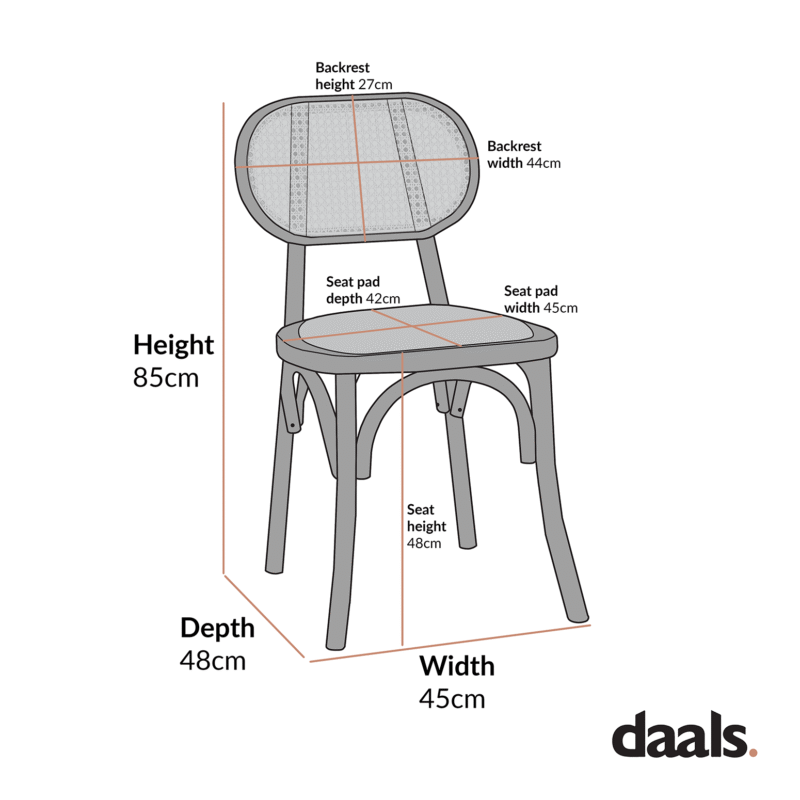 Anya Set of 2 Cane Rattan and Upholstered Dining Chairs, Light Walnut - Image 5
