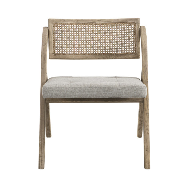 Bordon Natural Cane Rattan Folding Chair with Grey Upholstered Seat - Image 3