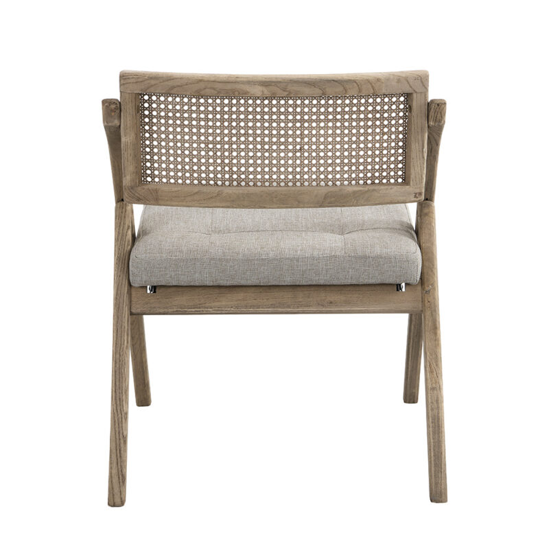Bordon Natural Cane Rattan Folding Chair with Grey Upholstered Seat - Image 6