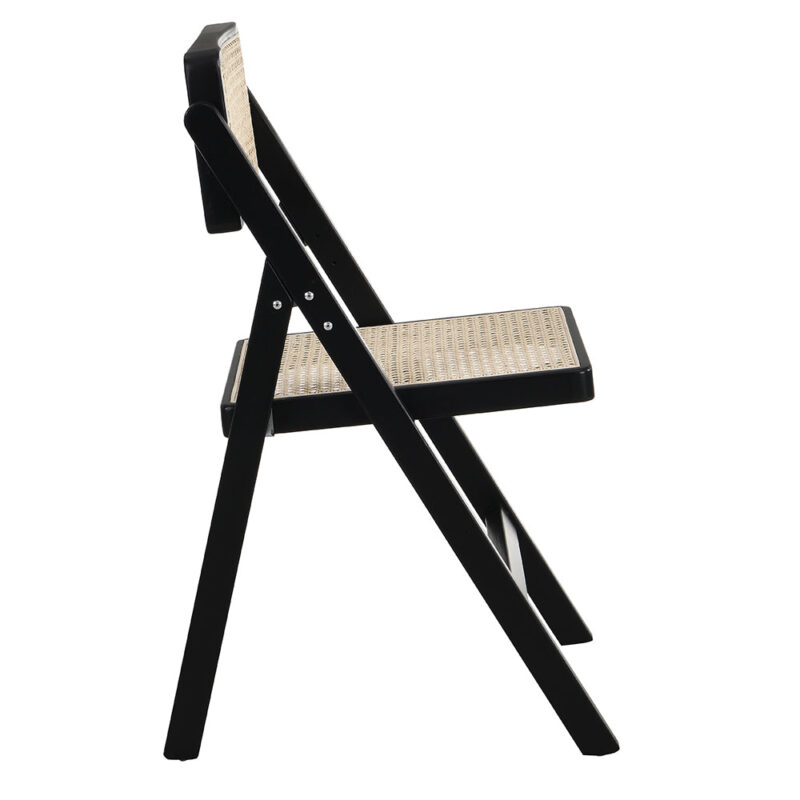Frances Set of 2 Folding Cane Rattan Chairs, Black Colour - Image 6