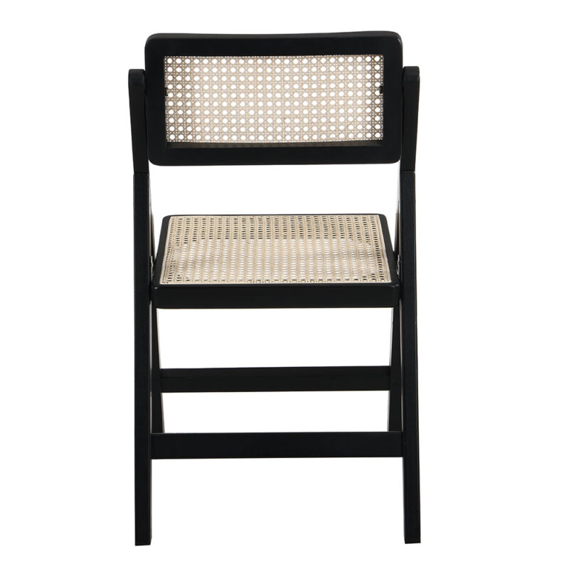 Frances Set of 2 Folding Cane Rattan Chairs, Black Colour - Image 7