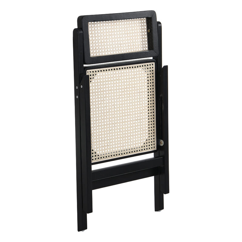Frances Set of 2 Folding Cane Rattan Chairs, Black Colour - Image 8