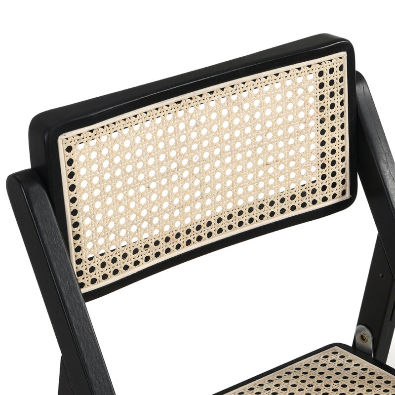 Frances Set of 2 Folding Cane Rattan Chairs, Black Colour - Image 9