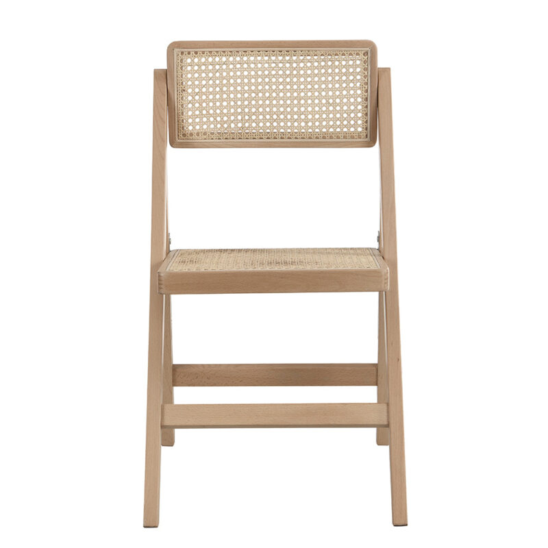 Frances Set of 2 Folding Cane Rattan Chairs, Natural Colour - Image 5