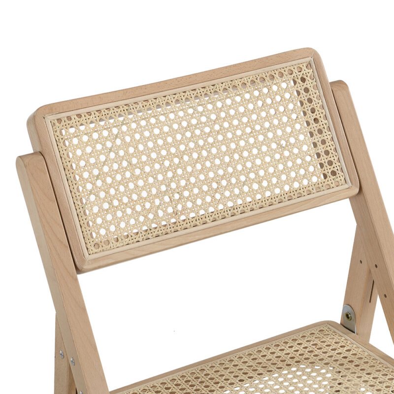 Frances Set of 2 Folding Cane Rattan Chairs, Natural Colour - Image 9