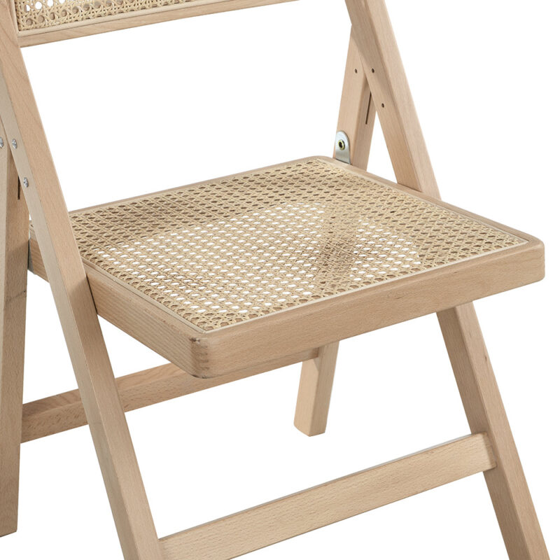 Frances Set of 2 Folding Cane Rattan Chairs, Natural Colour - Image 10