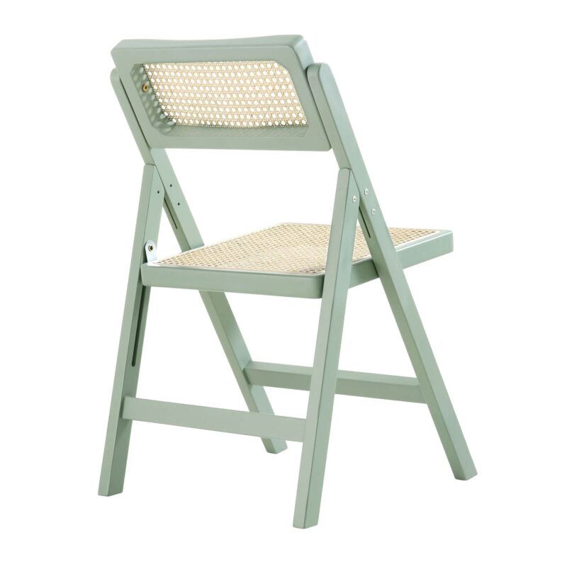 Frances Set of 2 Folding Cane Rattan Chairs, Mint - Image 11