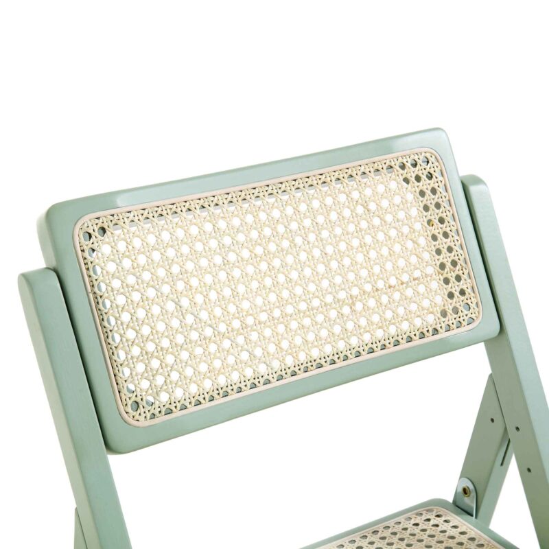 Frances Set of 2 Folding Cane Rattan Chairs, Mint - Image 12