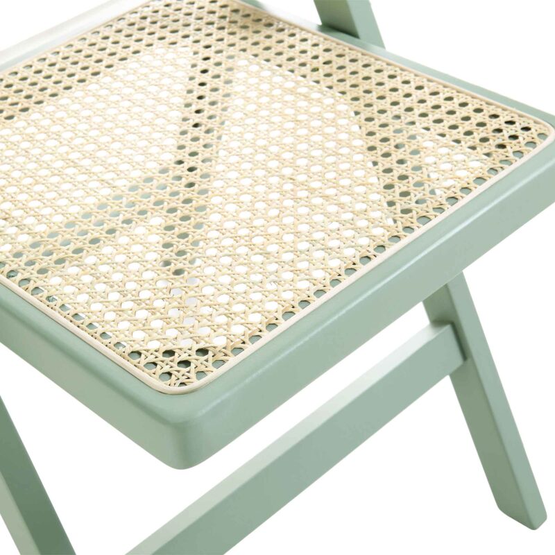 Frances Set of 2 Folding Cane Rattan Chairs, Mint - Image 13