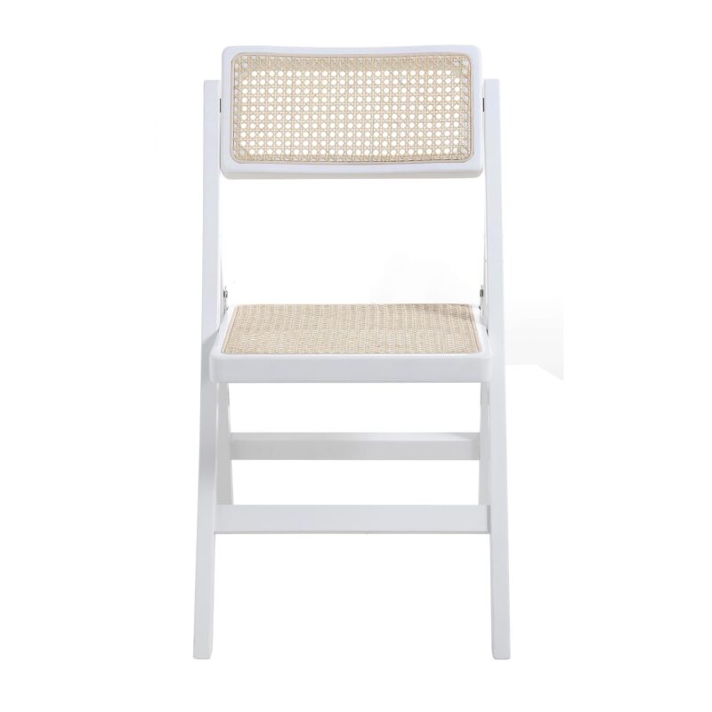 Frances Set of 2 Folding Cane Rattan Chairs, White - Image 6