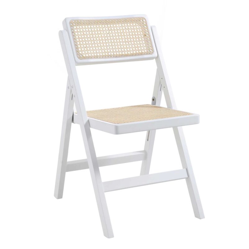 Frances Set of 2 Folding Cane Rattan Chairs, White - Image 7