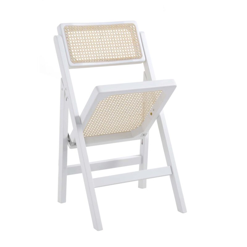 Frances Set of 2 Folding Cane Rattan Chairs, White - Image 8