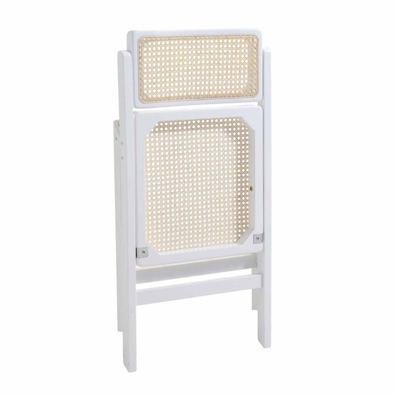 Frances Set of 2 Folding Cane Rattan Chairs, White - Image 9