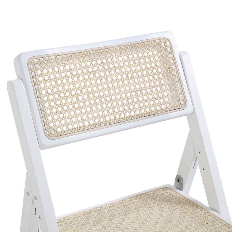 Frances Set of 2 Folding Cane Rattan Chairs, White - Image 12