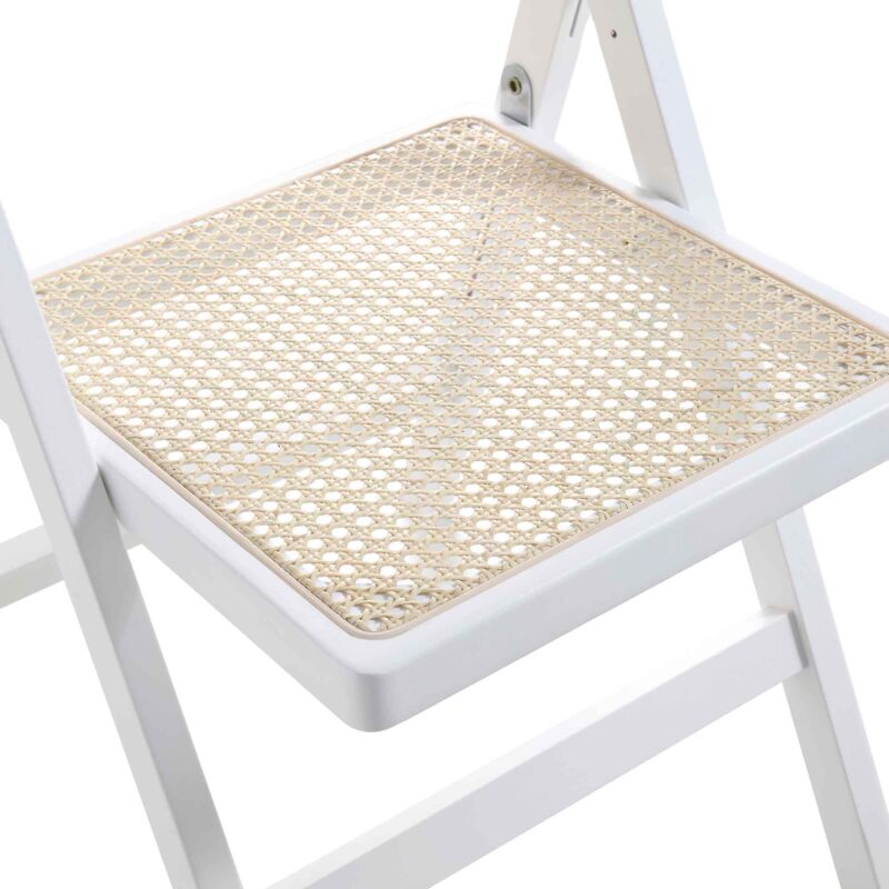 Frances Set of 2 Folding Cane Rattan Chairs, White - Image 13