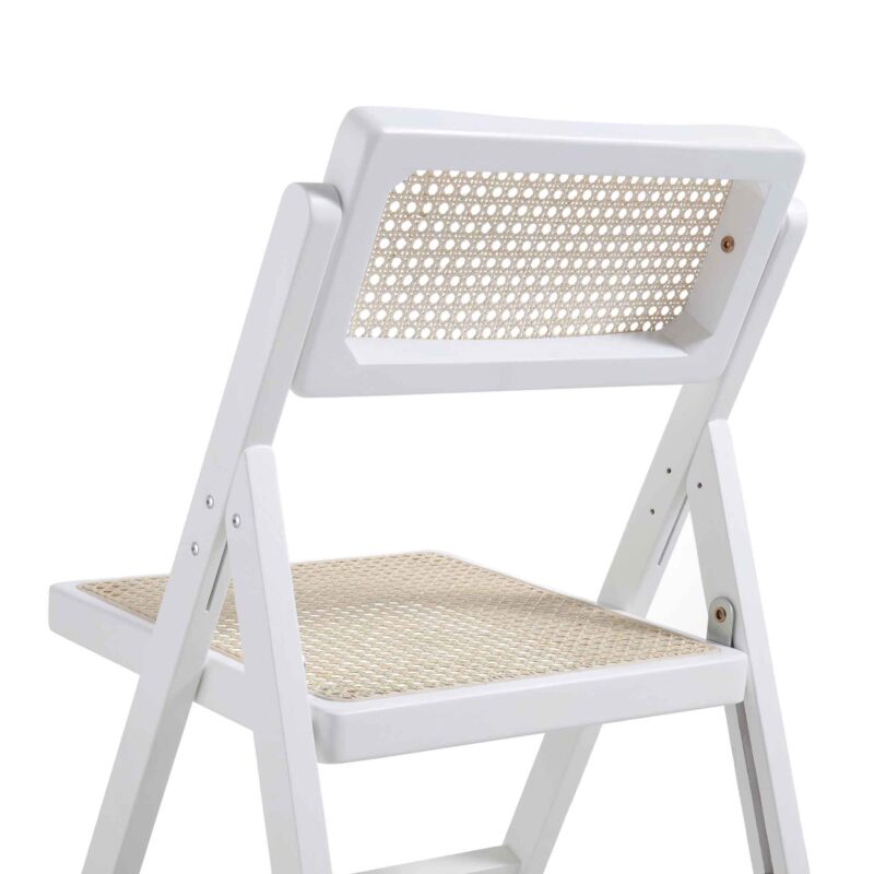 Frances Set of 2 Folding Cane Rattan Chairs, White - Image 14