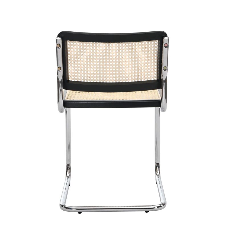 Cosenza Pair of 2 Dining Chairs, Cane & Chrome (Black) - Image 6