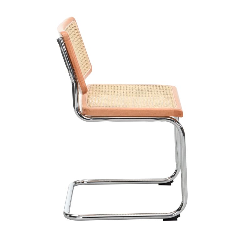 Cosenza Pair of 2 Dining Chairs, Cane & Chrome (Natural) - Image 5