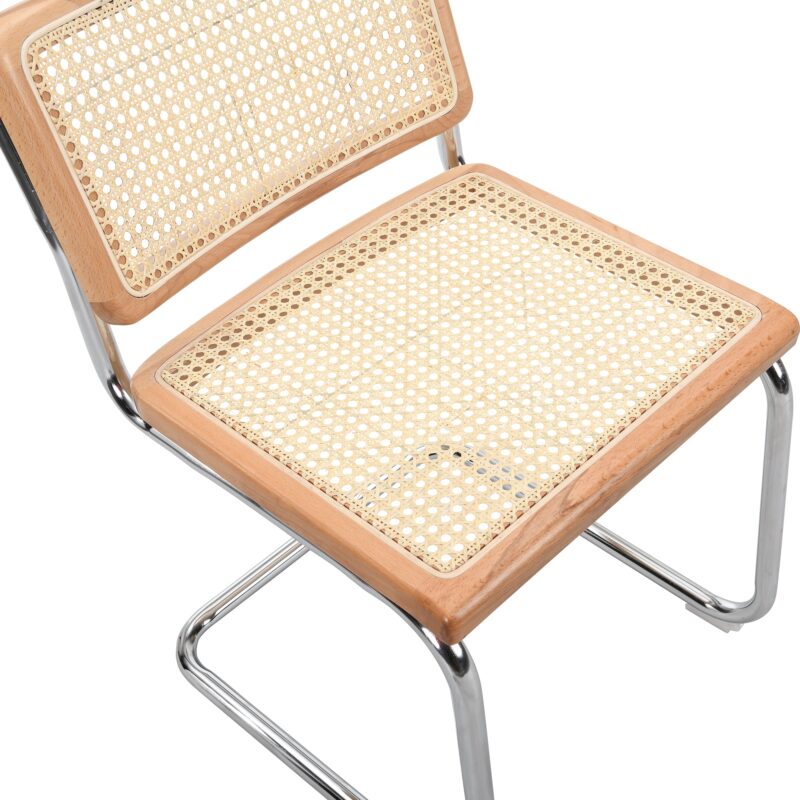 Cosenza Pair of 2 Dining Chairs, Cane & Chrome (Natural) - Image 7