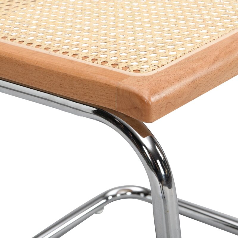 Cosenza Pair of 2 Dining Chairs, Cane & Chrome (Natural) - Image 8