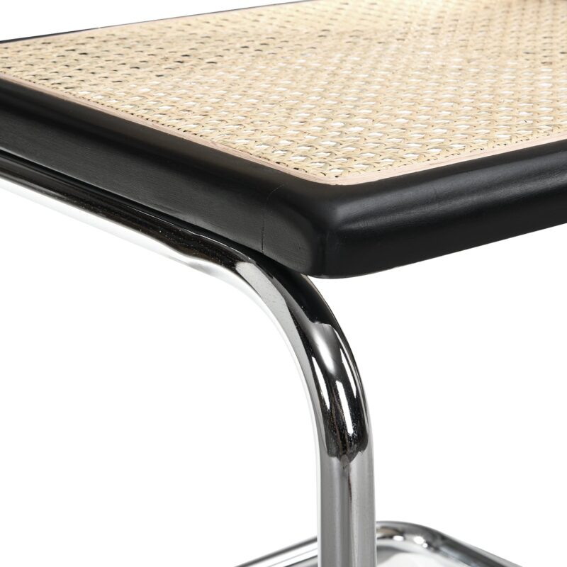 Rayna Pair of 2 Solid Beech Dining Chairs with Armrests, Natural Cane & Chrome (Black) - Image 10