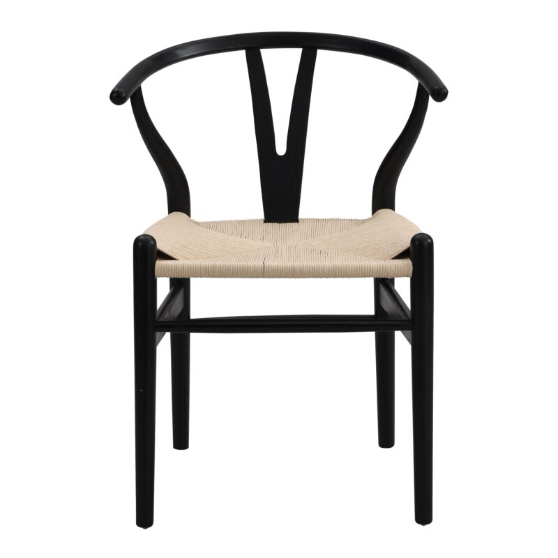 Hansel Wooden Natural Weave Dining Chair, Black Colour Frame - Image 3