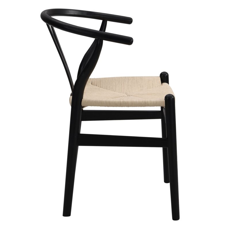 Hansel Wooden Natural Weave Dining Chair, Black Colour Frame - Image 6