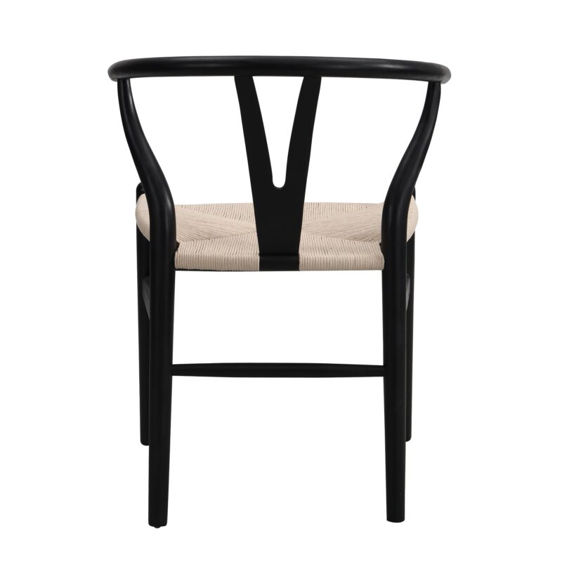 Hansel Wooden Natural Weave Dining Chair, Black Colour Frame - Image 7