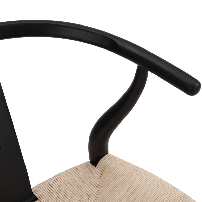 Hansel Wooden Natural Weave Dining Chair, Black Colour Frame - Image 8