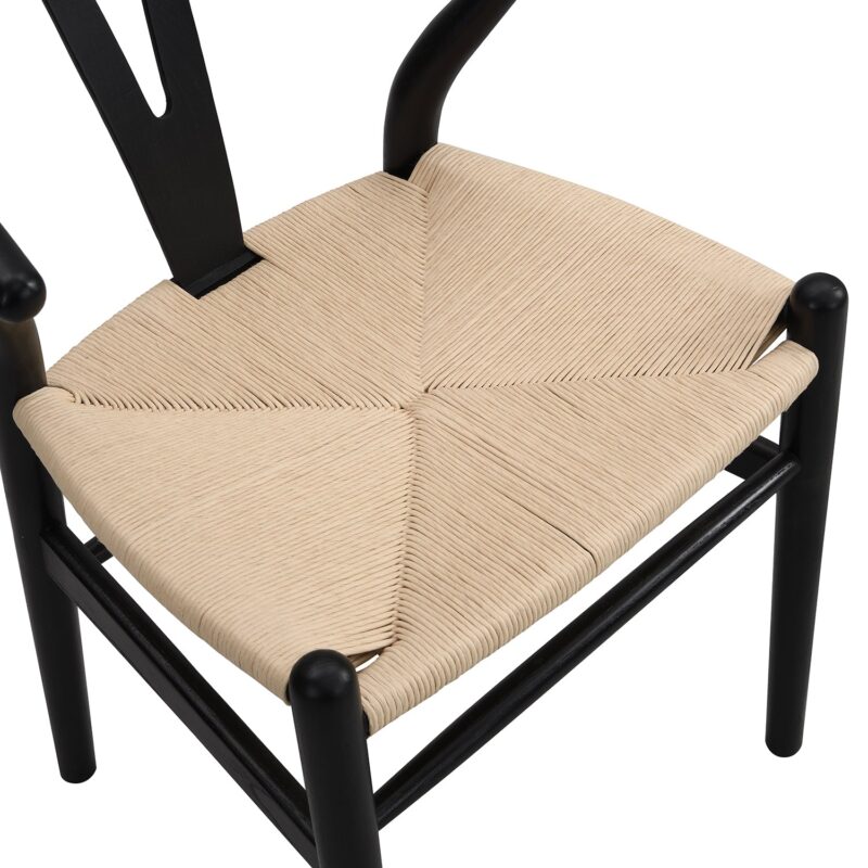 Hansel Wooden Natural Weave Dining Chair, Black Colour Frame - Image 9