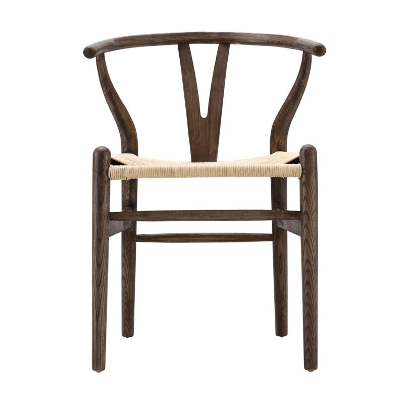 Hansel Wooden Natural Weave Dining Chair, Dark Walnut Colour Frame - Image 3