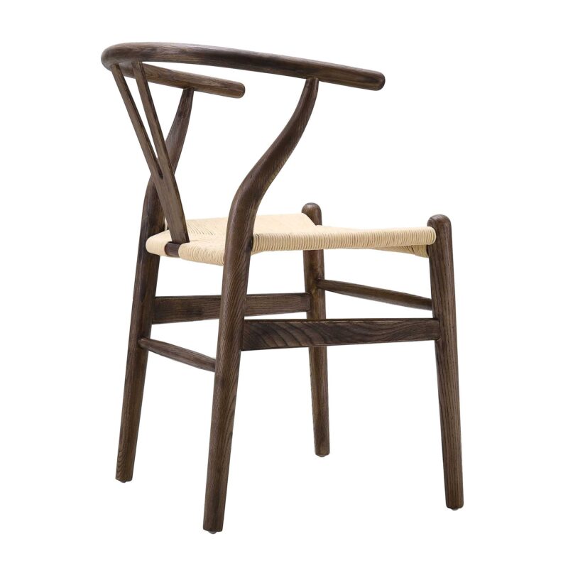 Hansel Wooden Natural Weave Dining Chair, Dark Walnut Colour Frame - Image 6