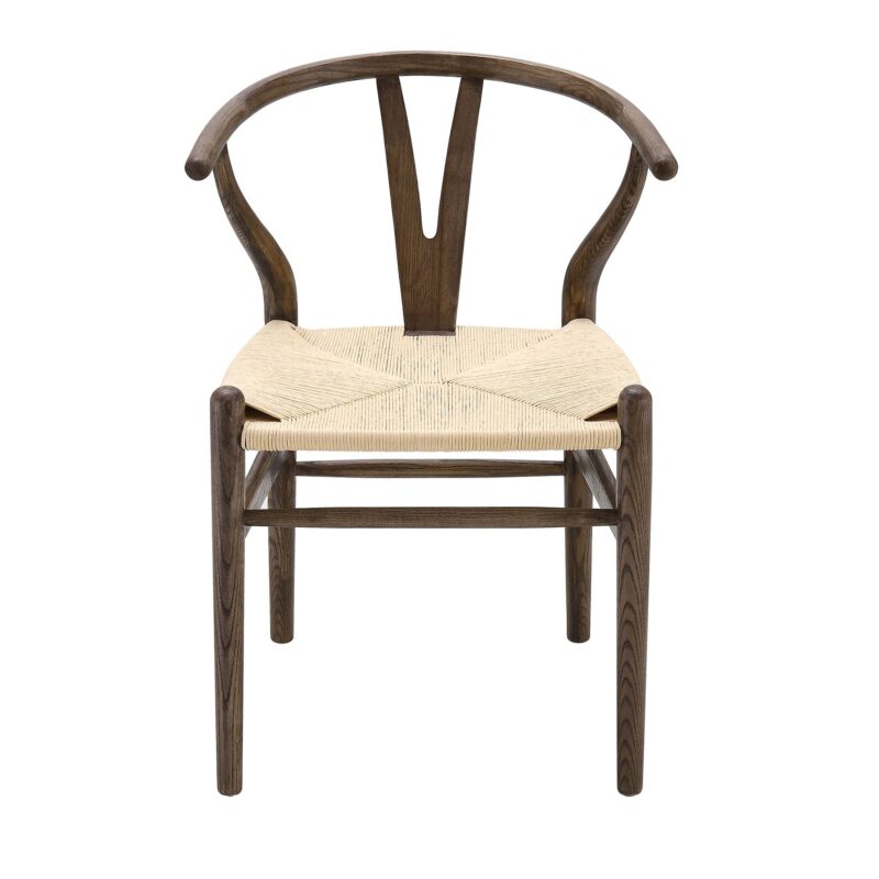 Hansel Wooden Natural Weave Dining Chair, Dark Walnut Colour Frame - Image 7