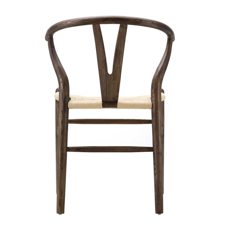 Hansel Wooden Natural Weave Dining Chair, Dark Walnut Colour Frame - Image 8