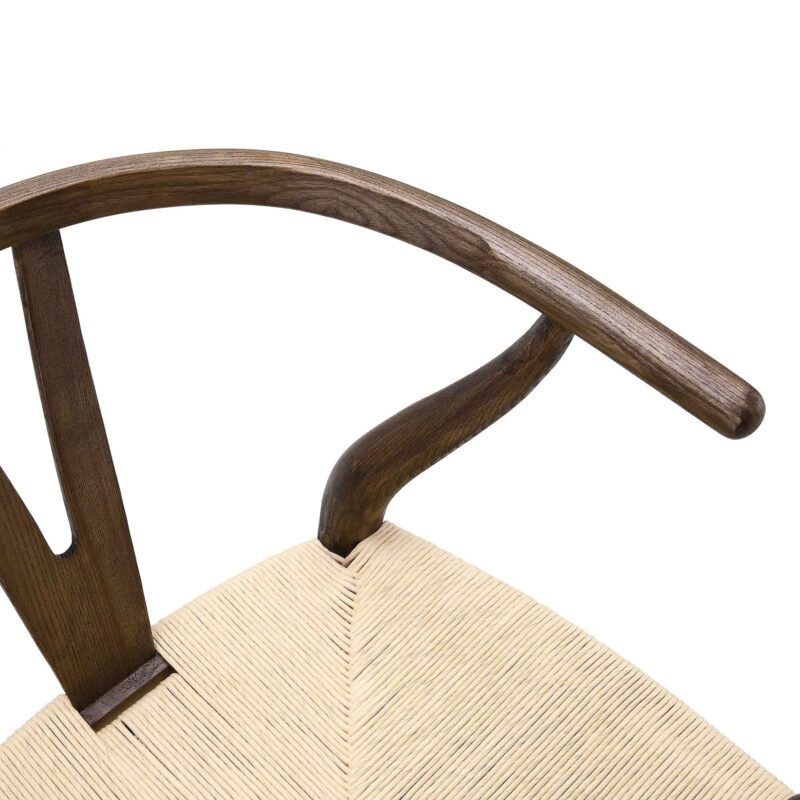 Hansel Wooden Natural Weave Dining Chair, Dark Walnut Colour Frame - Image 9