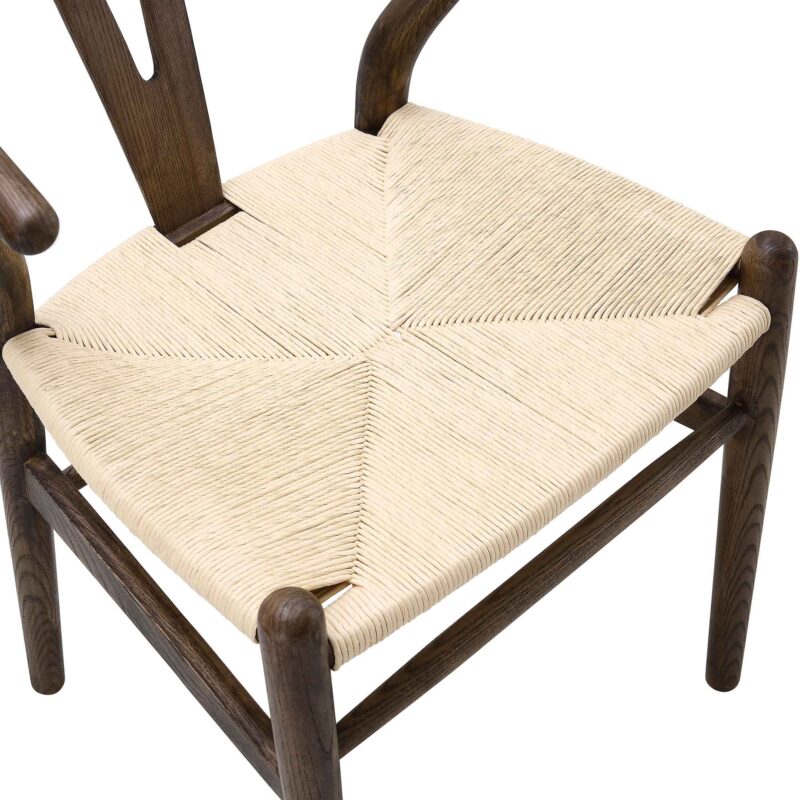 Hansel Wooden Natural Weave Dining Chair, Dark Walnut Colour Frame - Image 10