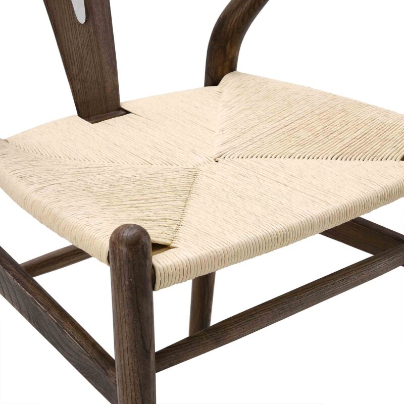 Hansel Wooden Natural Weave Dining Chair, Dark Walnut Colour Frame - Image 11