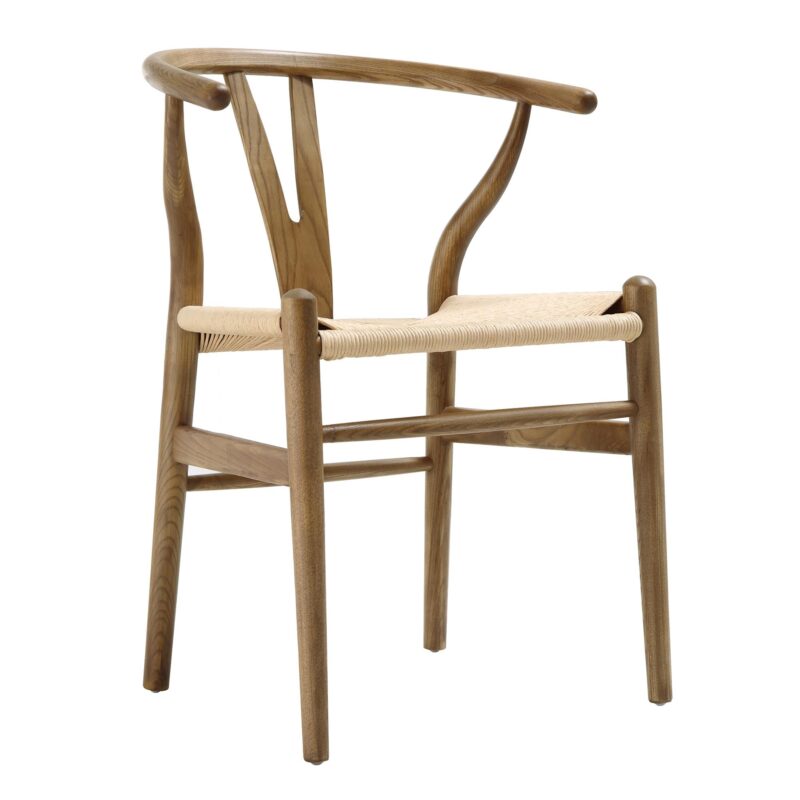 Hansel Wooden Natural Weave Dining Chair, Light Walnut Colour Frame - Image 2