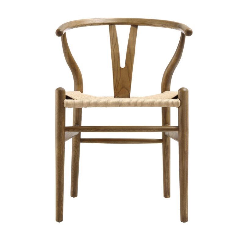 Hansel Wooden Natural Weave Dining Chair, Light Walnut Colour Frame - Image 3