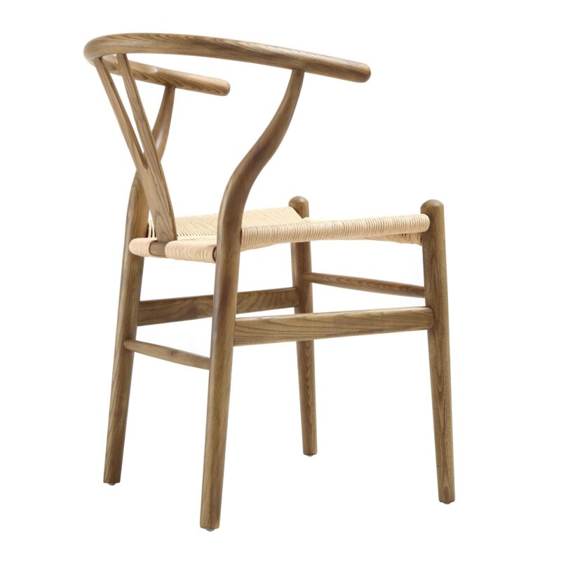 Hansel Wooden Natural Weave Dining Chair, Light Walnut Colour Frame - Image 6