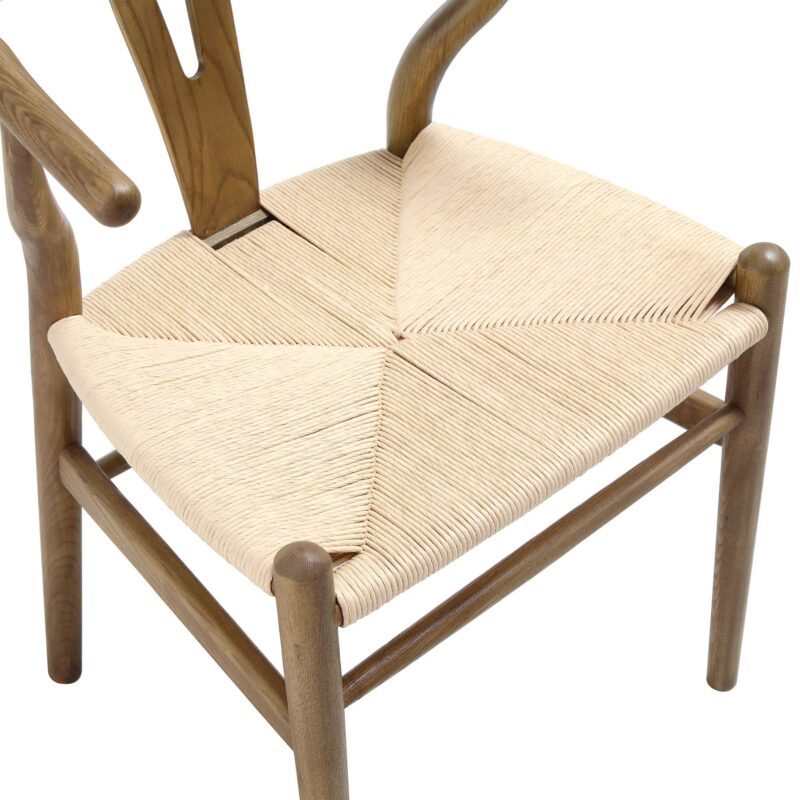 Hansel Wooden Natural Weave Dining Chair, Light Walnut Colour Frame - Image 9