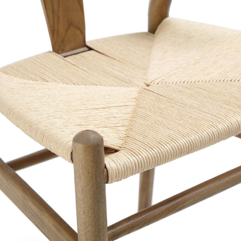 Hansel Wooden Natural Weave Dining Chair, Light Walnut Colour Frame - Image 10